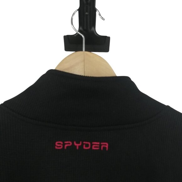 Spyder Mens Raider 2.0 Full Zip Jacket Size XL Black Red Logo Sweater Ribbed - Picture 9 of 14